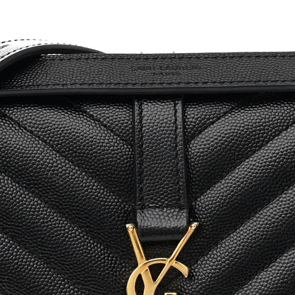 Saint Laurent Grain De Poudre Textured Mixed Matelasse Triquilt Medium Monogram Satchel Black 8 of 11