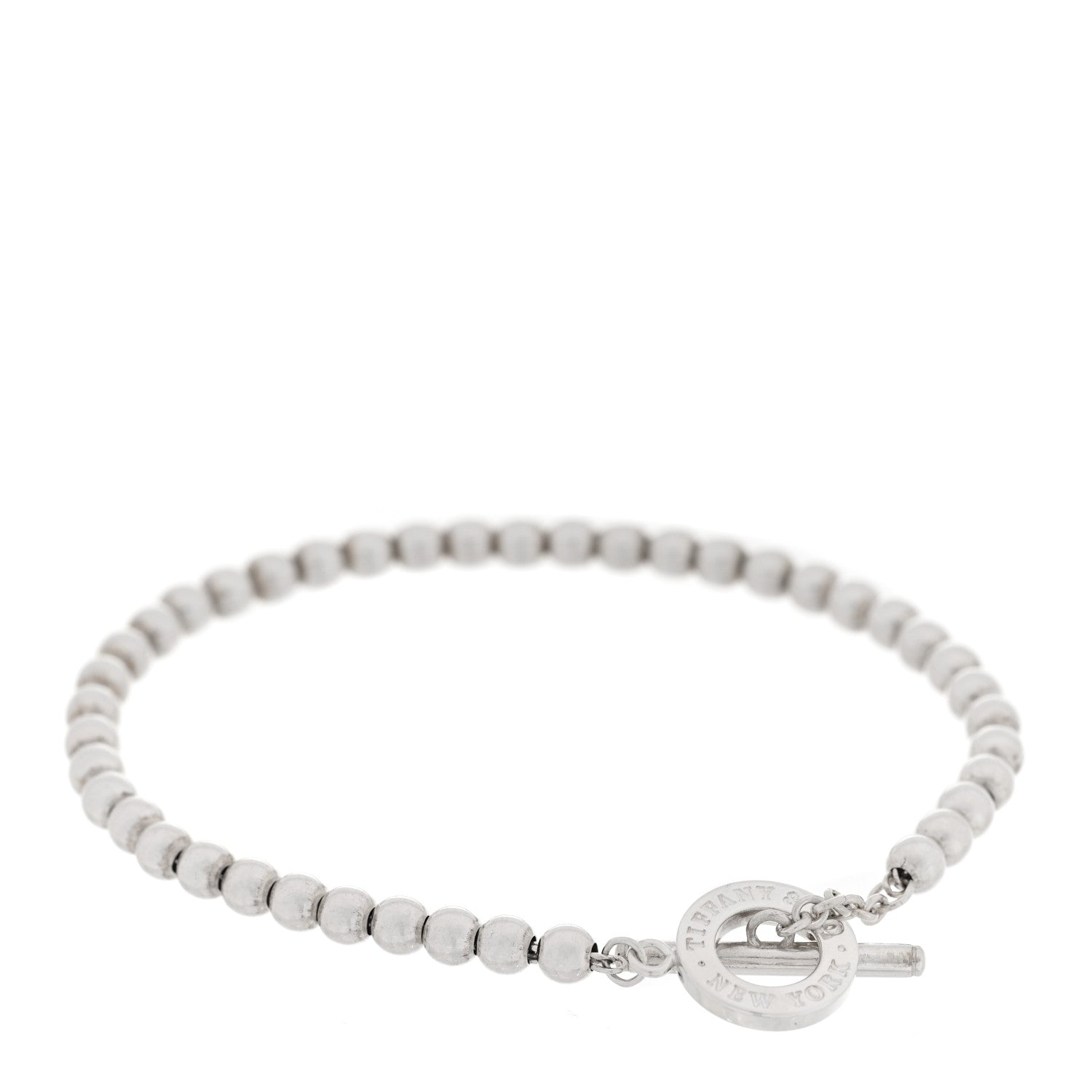 Tiffany Sterling Silver 4mm Beads Toggle Bracelet 1 of 4