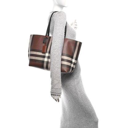 Burberry E-Canvas Check Medium Soft TB Tote Dark Birch Brown 2 of 9