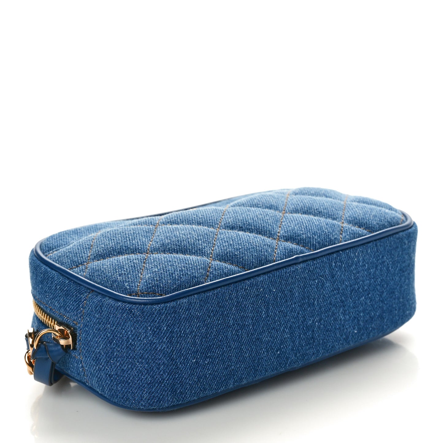 Denim Quilted La Medusa Camera Bag Blue
