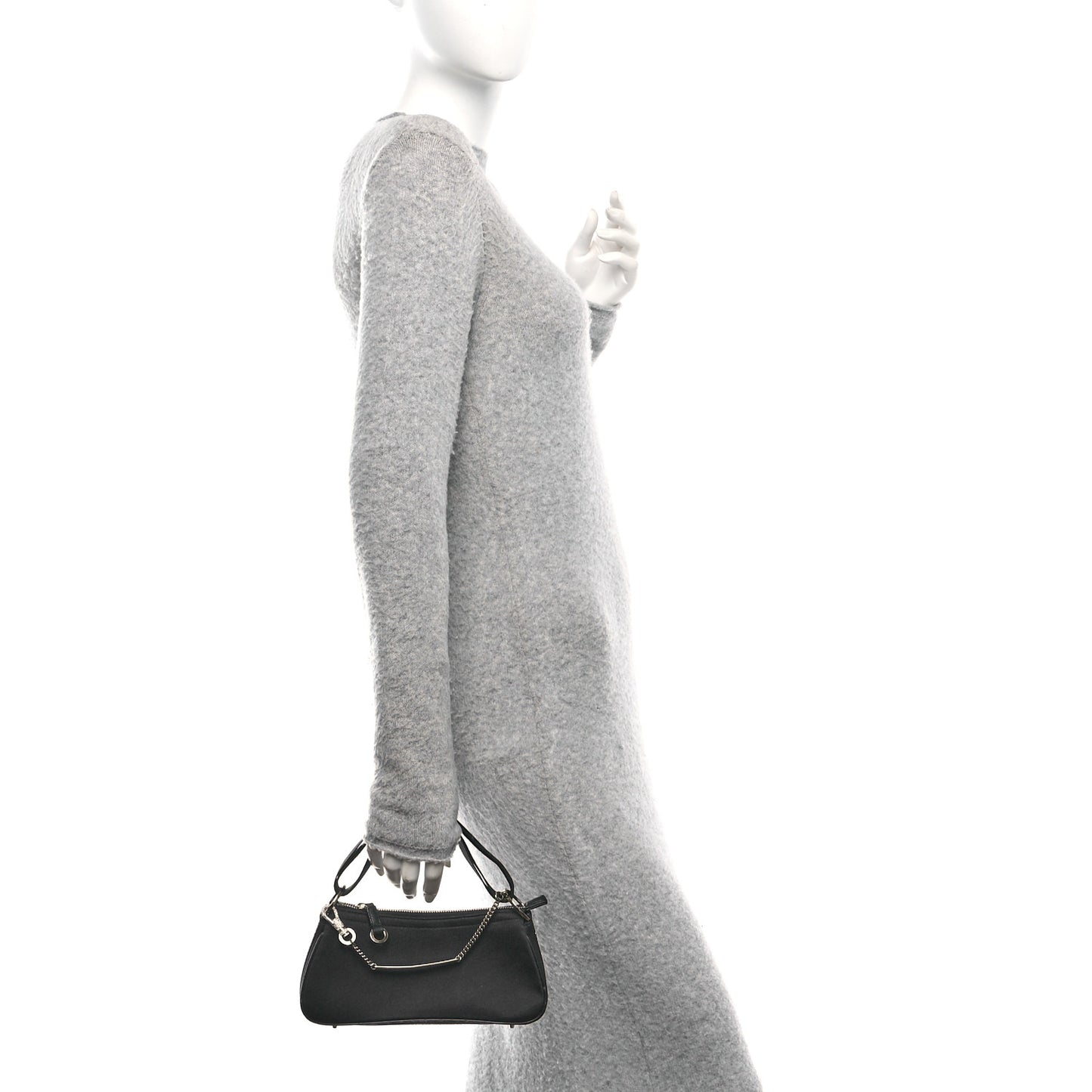 Silk Jersey Crystal Hardcore Shoulder Bag Black