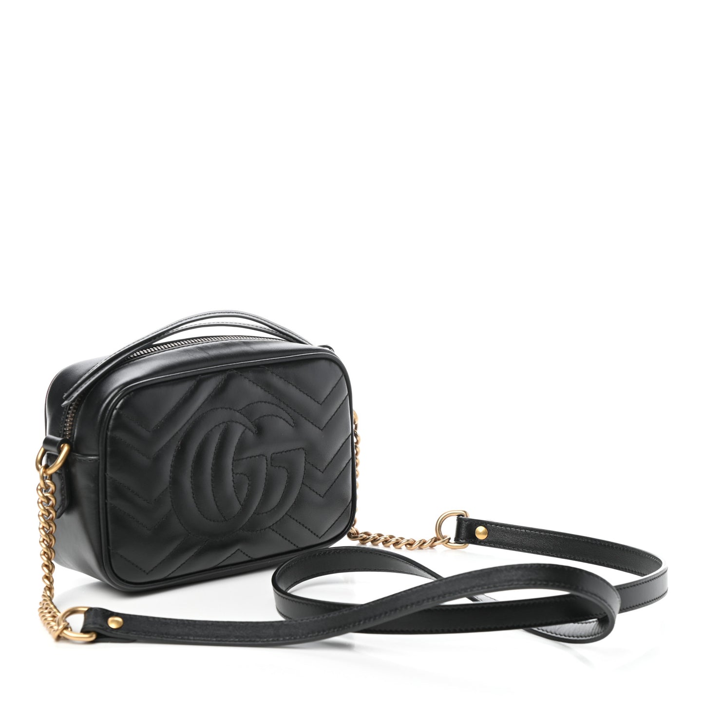 Calfskin Matelasse Mini GG Marmont Chain Shoulder Bag Black