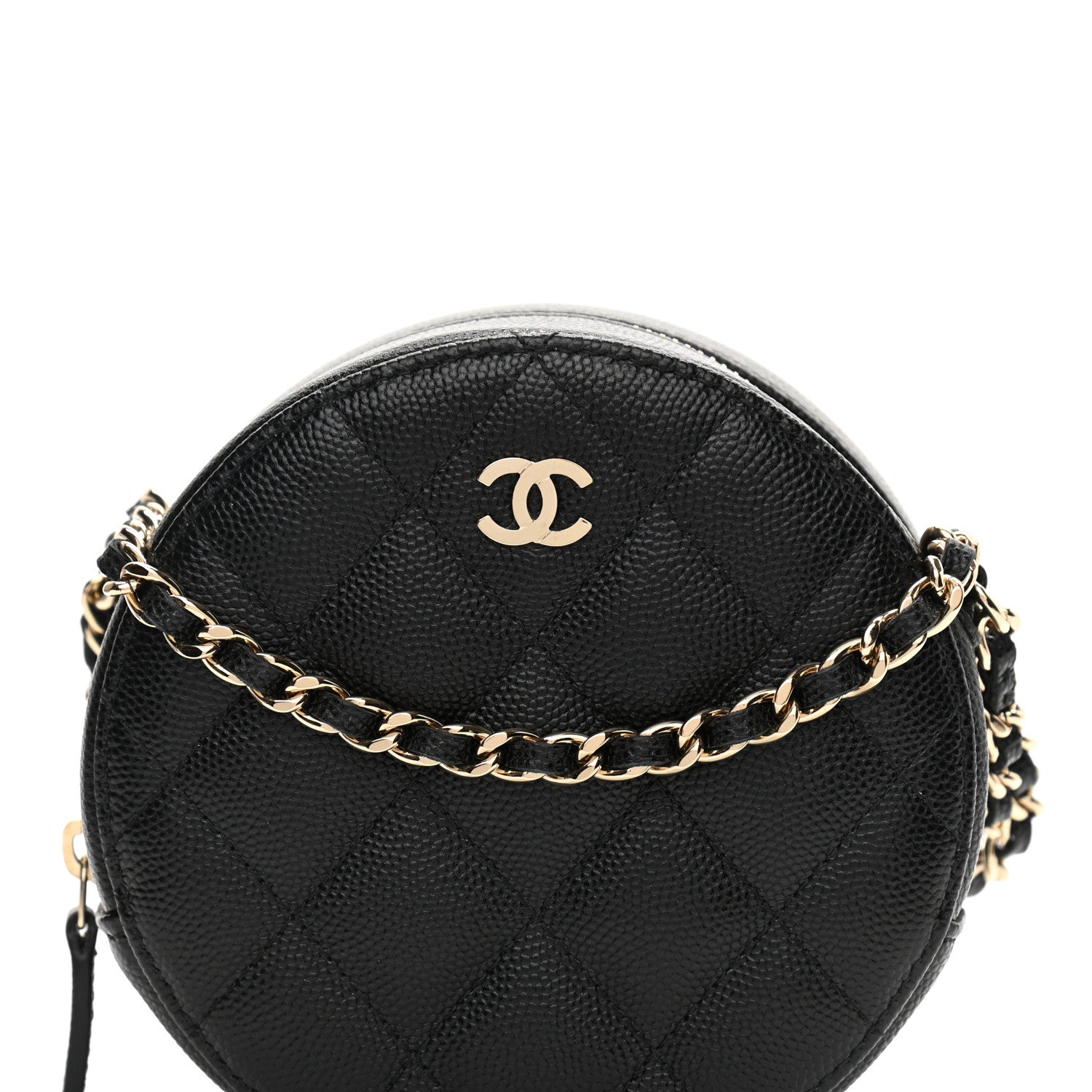 Chanel Caviar Quilted Round Clutch With Chain Black 8 of 10