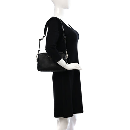 Prada Vitello Daino Soft Medium Double Zip Shoulder Bag Black 2 of 14