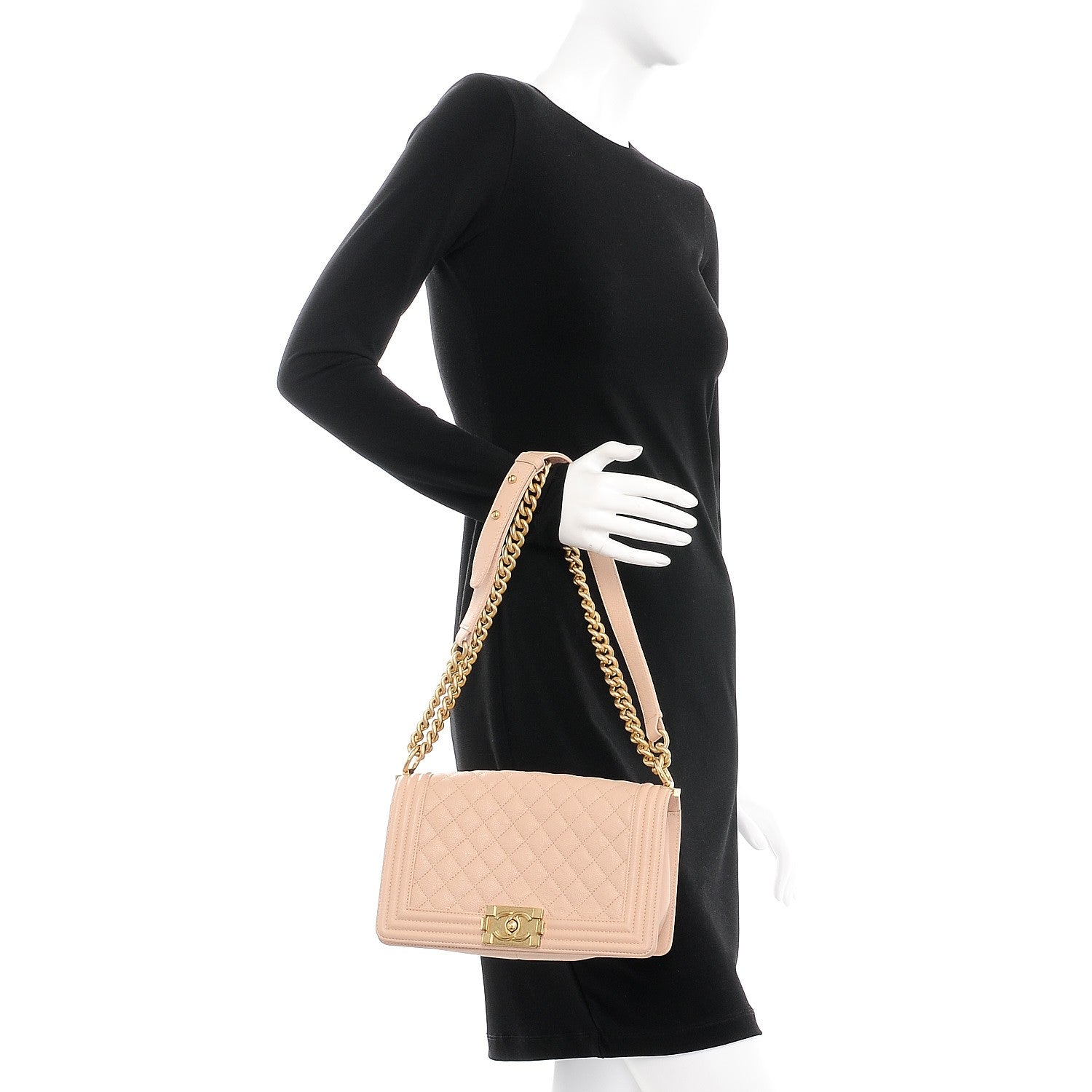 Chanel Caviar Quilted Medium Boy Flap Light Beige 2 of 8
