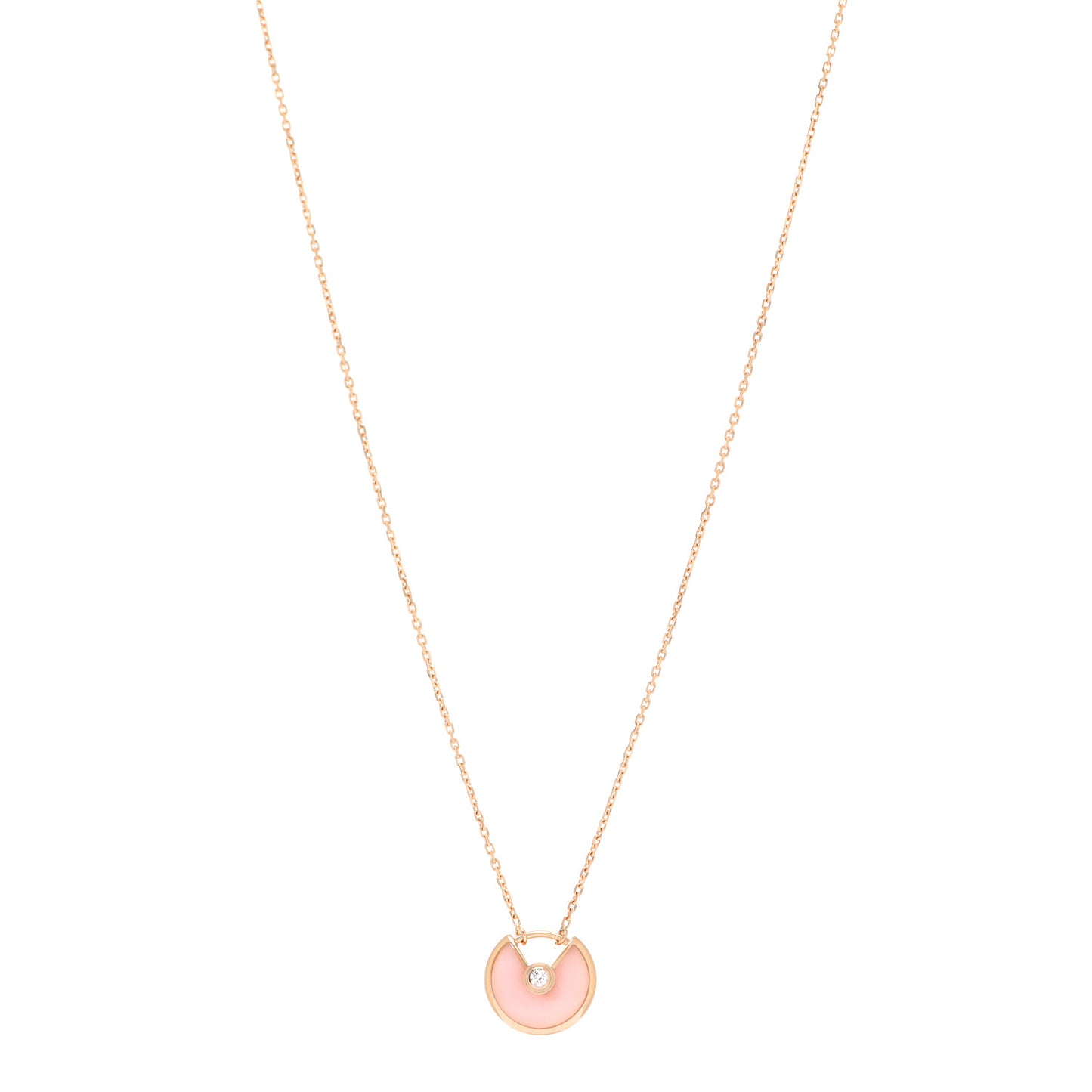 18K Pink Gold Diamond Pink Opal XS Amulette de Cartier Pendant Necklace