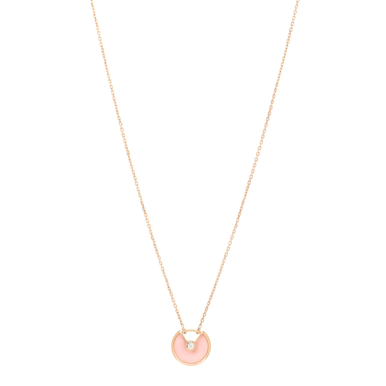 Cartier 18K Pink Gold Diamond Pink Opal XS Amulette de Cartier Pendant Necklace 1 of 6