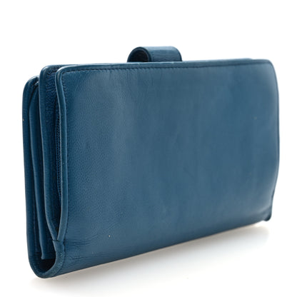 Chanel Caviar Sevruga CC Long Flap French Wallet Blue 3 of 7