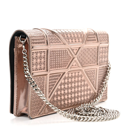 Christian Dior Metallic Patent Micro-Cannage Diorama Wallet on Chain Pouch Hyper Pink 3 of 9
