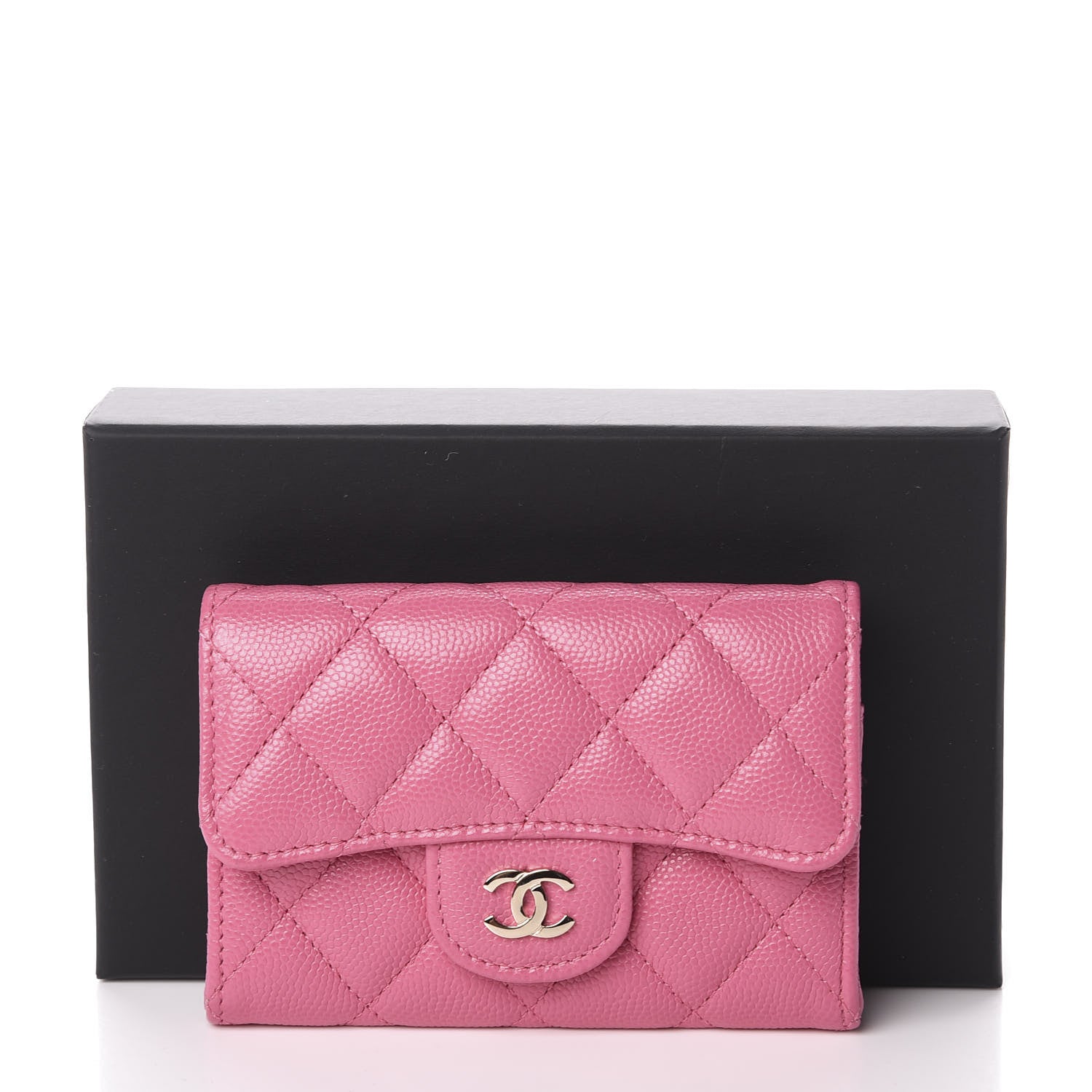 Chanel Caviar Quilted Flap Card Holder Wallet Pink 9 of 9