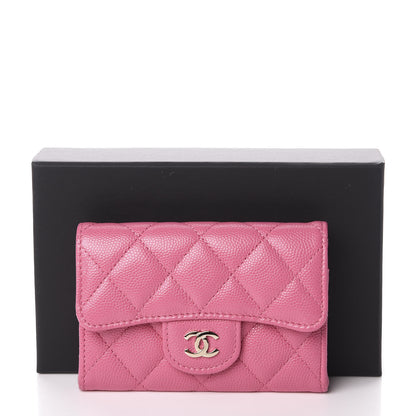 Chanel Caviar Quilted Flap Card Holder Wallet Pink 9 of 9