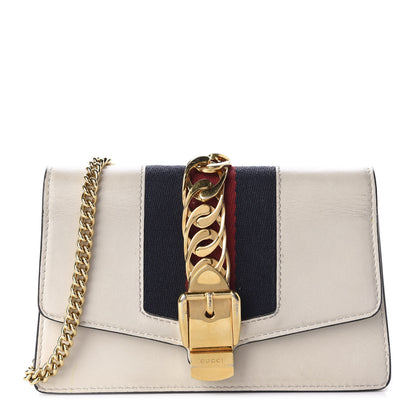 Gucci Calfskin Super Mini Sylvie Chain Shoulder Bag White 1 of 12