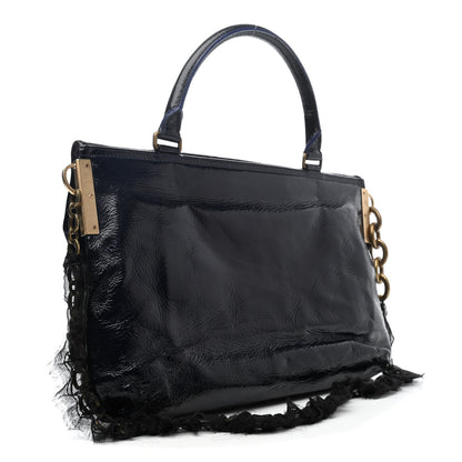 Lanvin Varnish Goatskin Flap Shoulder Bag MM Bleu Marine 2 of 4