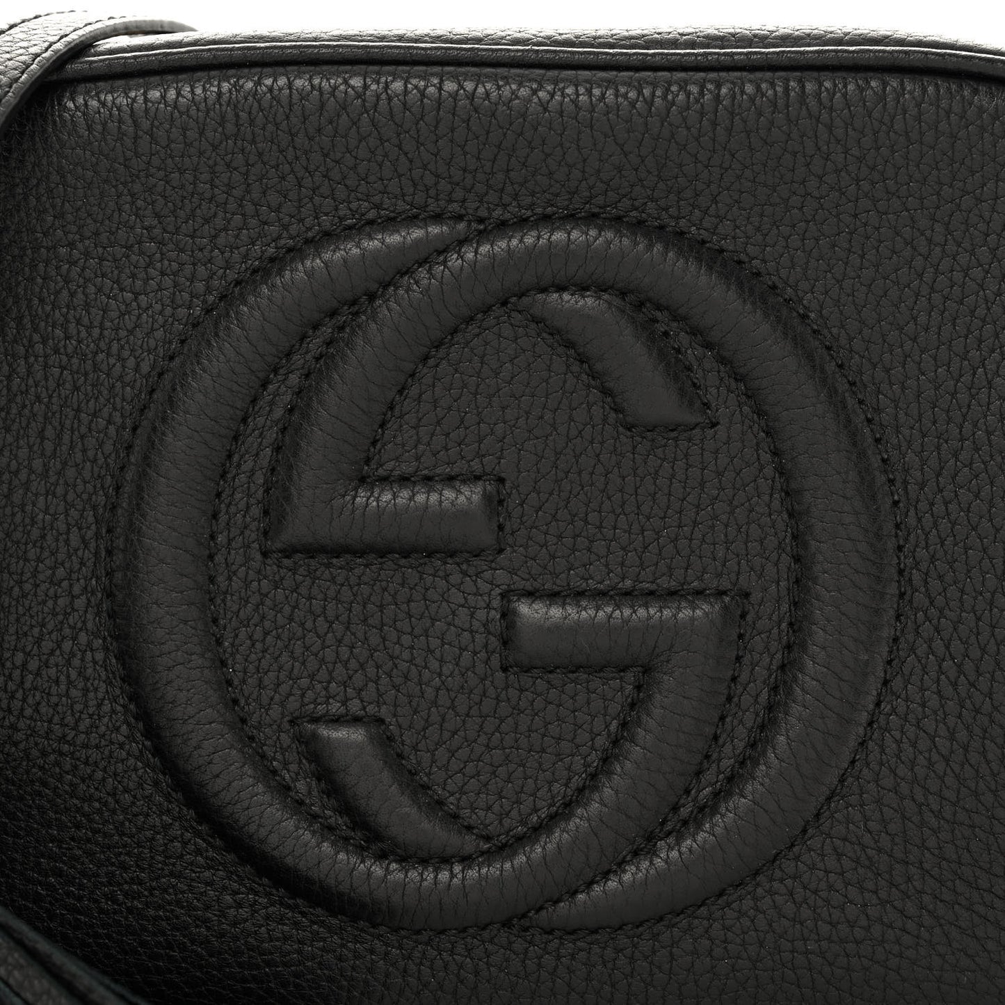 Pebbled Calfskin Small Soho Disco Bag Black