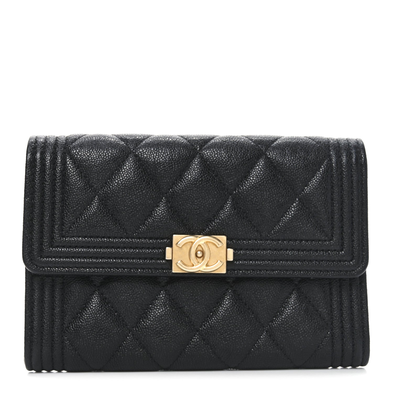 Chanel Caviar Quilted Medium Boy Flap Wallet Black 1 of 8