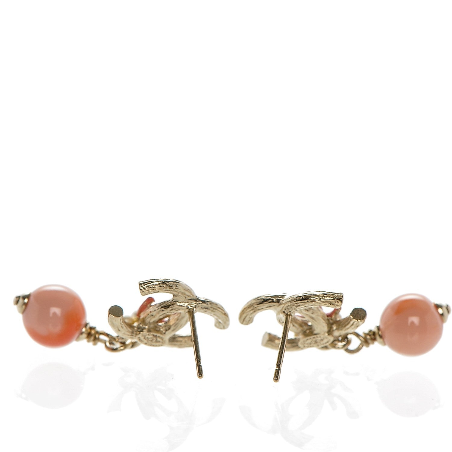 Chanel Crystal Pearl CC Drop Earrings Gold 3 of 4