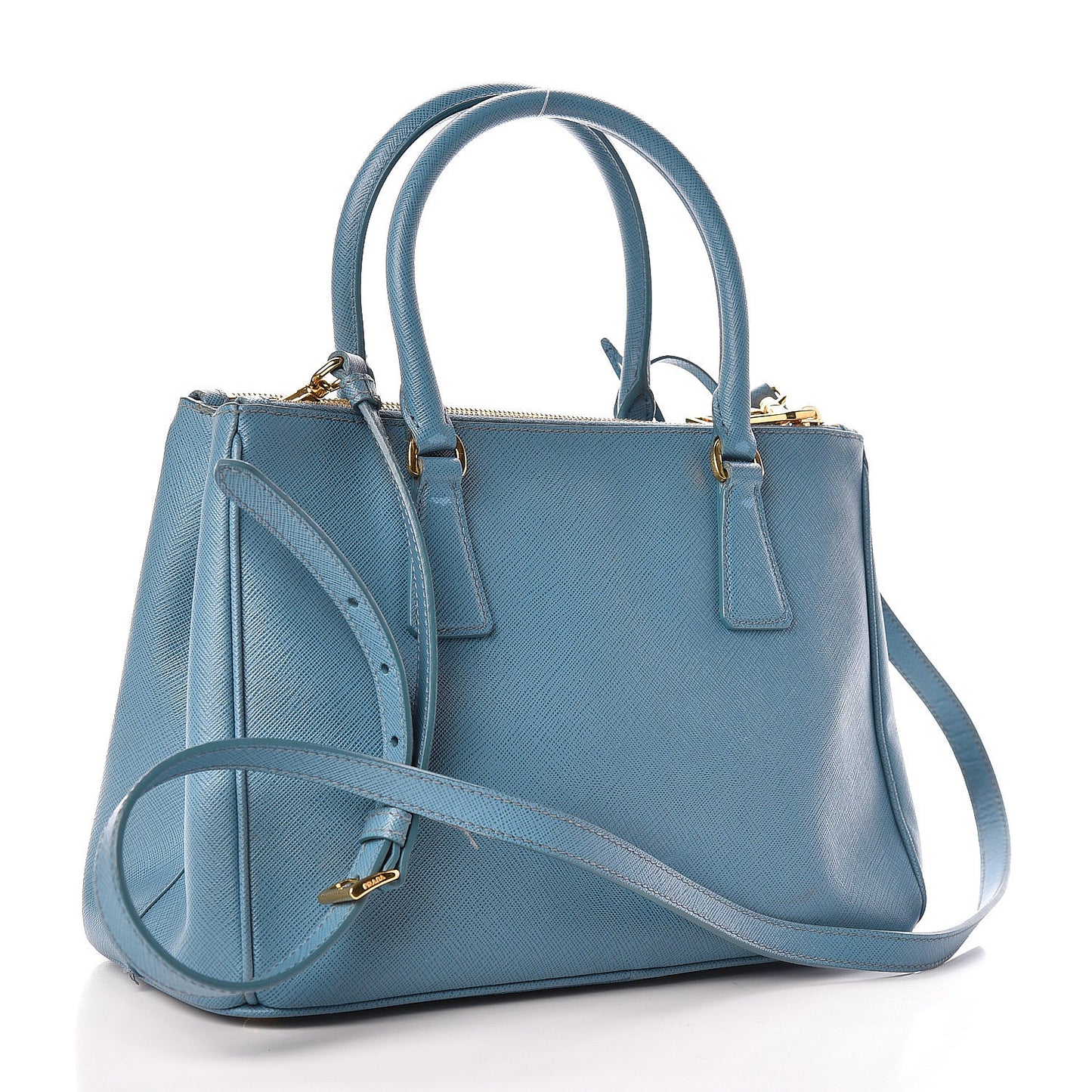 Saffiano Galleria Small Double Zip Tote Turchese