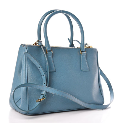 Prada Saffiano Galleria Small Double Zip Tote Turchese 3 of 17
