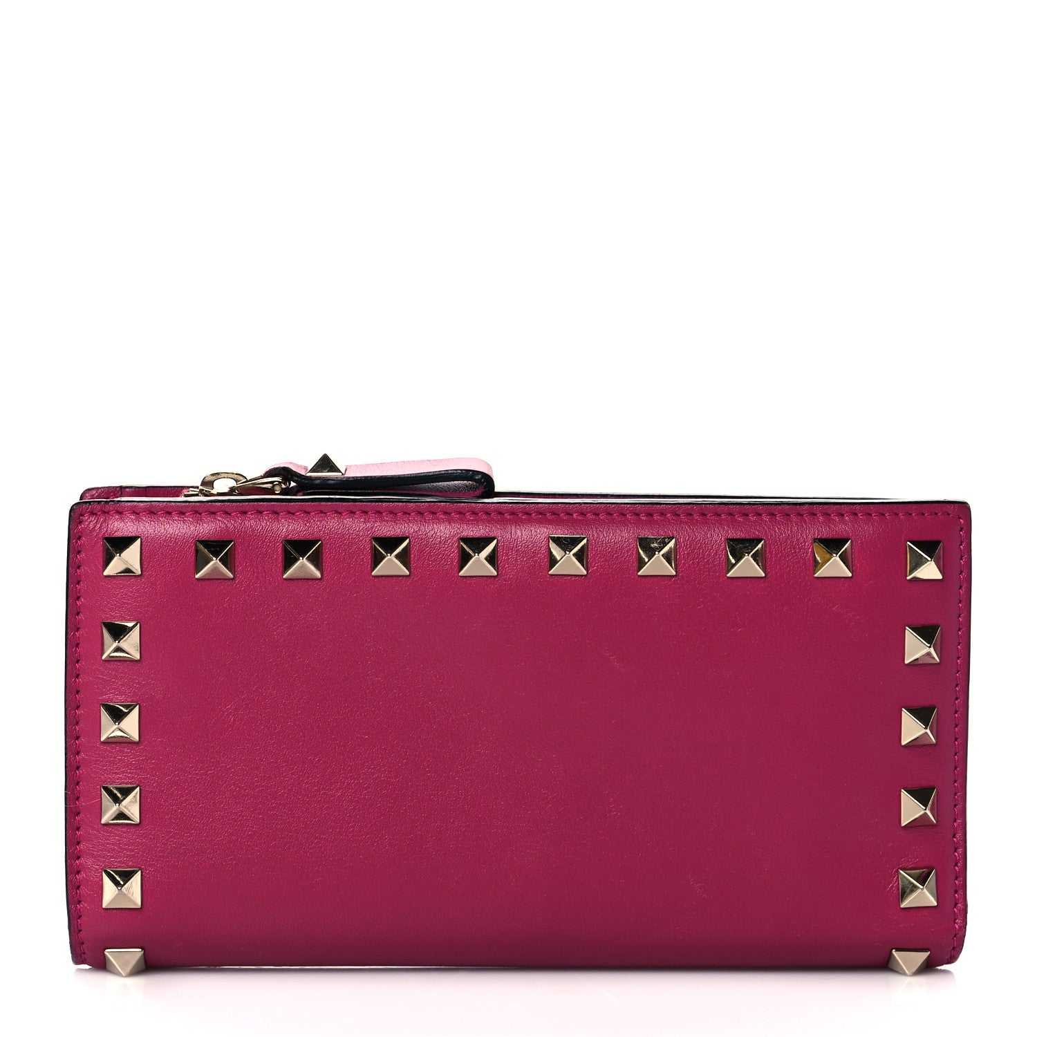 Valentino Garavani Calfskin Rockstud Continental Wallet Deep Cyclamin 1 of 6