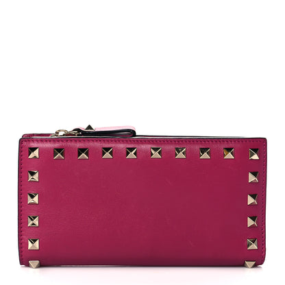 Valentino Garavani Calfskin Rockstud Continental Wallet Deep Cyclamin 1 of 6