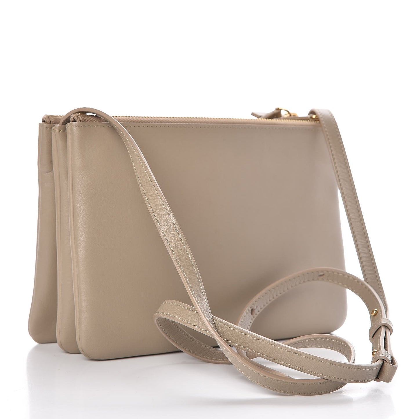 Lambskin Small Trio Crossbody Bag Beige