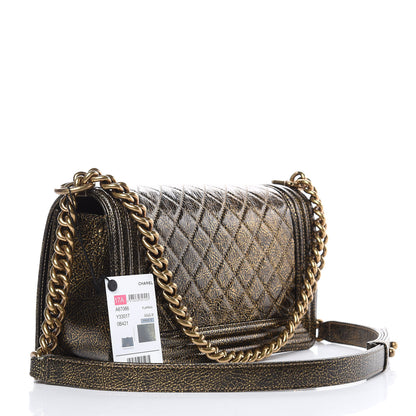 Chanel Cracked Metallic Calfskin Quilted Medium Boy Flap Gold 3 of 10
