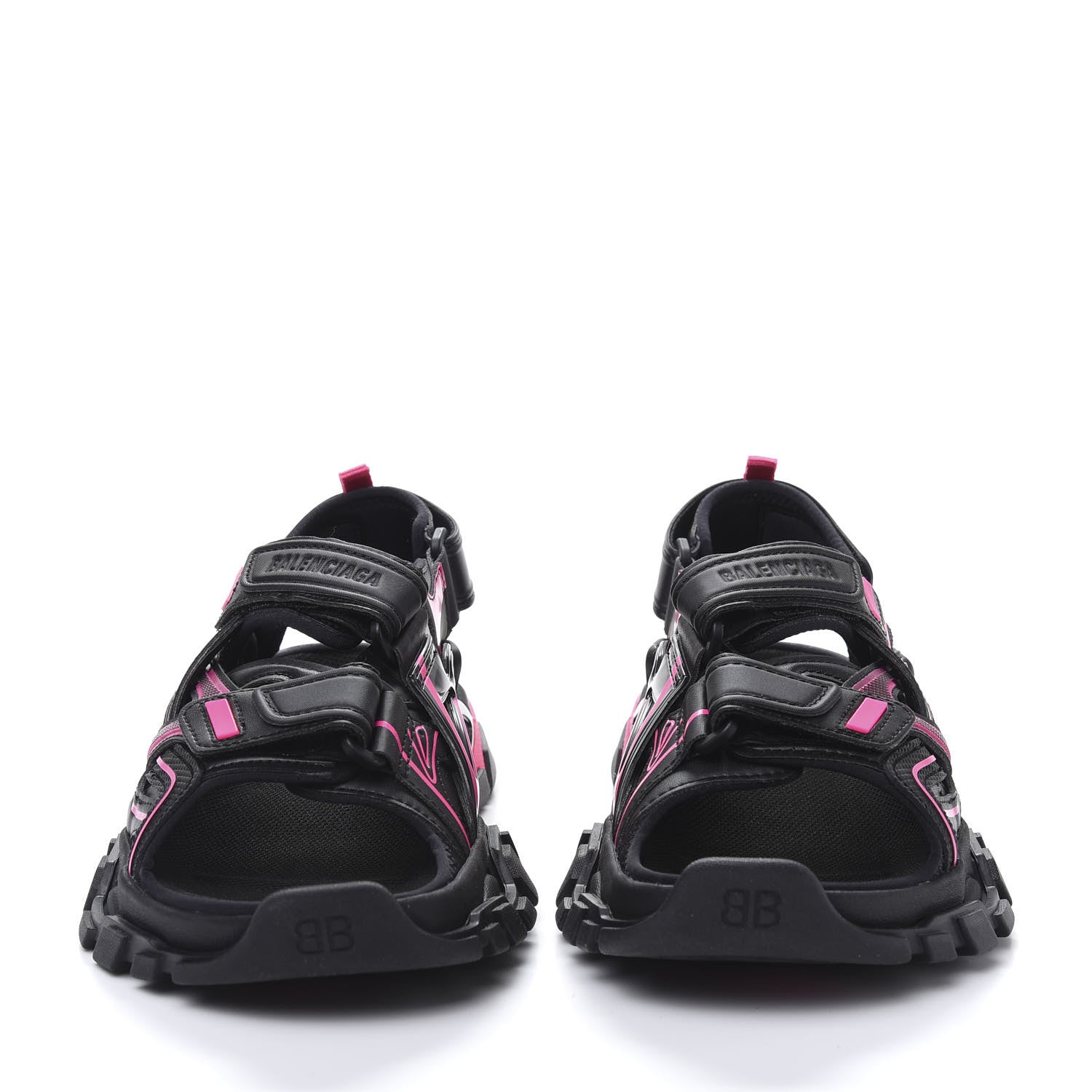 Balenciaga Rubber Neoprene Bi-Color Womens Track Sandals 37 Black Fluo Pink 2 of 8