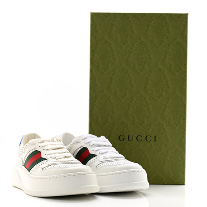 Gucci Calfskin Web Perforated Womens Platform 55mm Sneakers 37.5 White Bright Splash 11 of 11