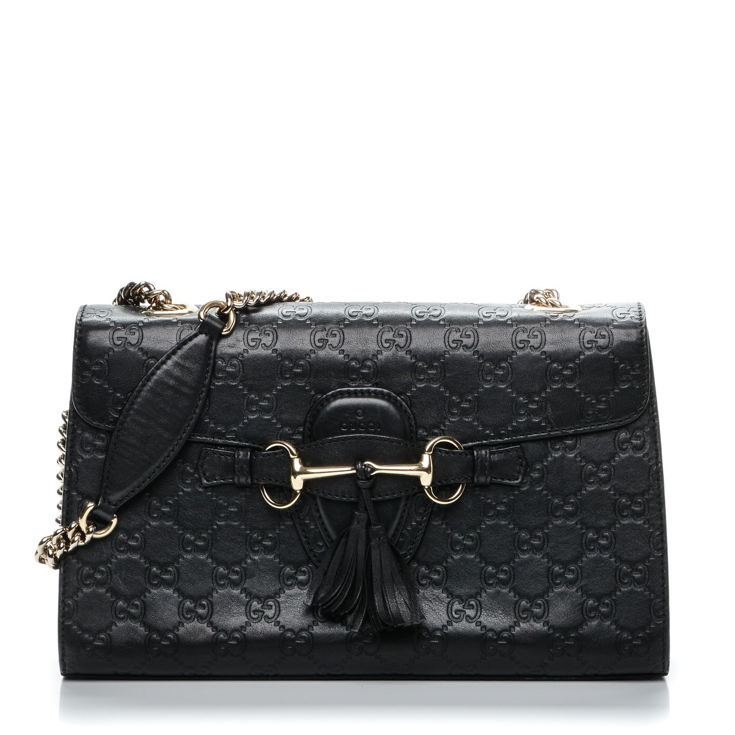 Gucci Guccissima Medium Emily Chain Shoulder Bag Black 1 of 10