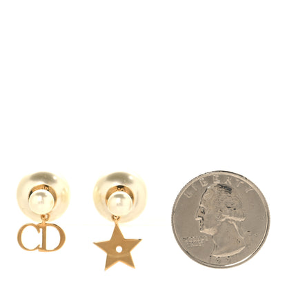 Christian Dior Pearl Mise En Dior Logo Tribal Earrings 2 of 5