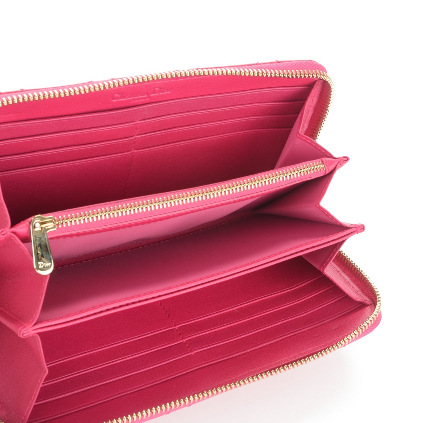 Patent Cannage Lady Dior Continental Wallet Pink