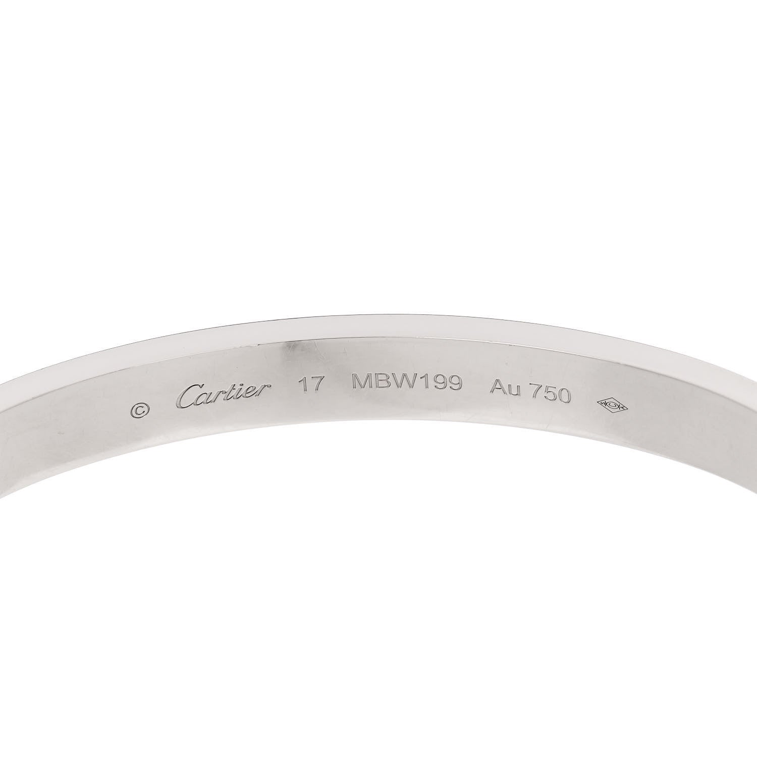 Cartier 18K White Gold LOVE Bracelet 17 6 of 9