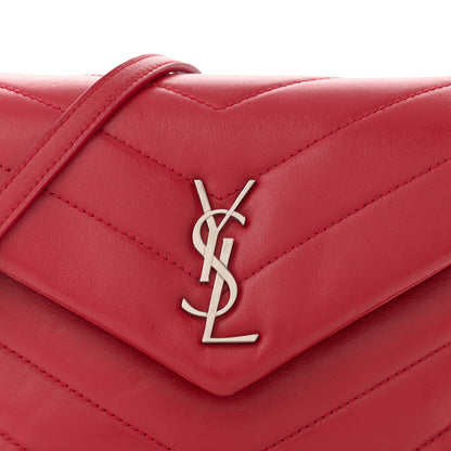 Saint Laurent Calfskin Y Quilted Monogram Toy Loulou Crossbody Bag Rouge Eros 9 of 13