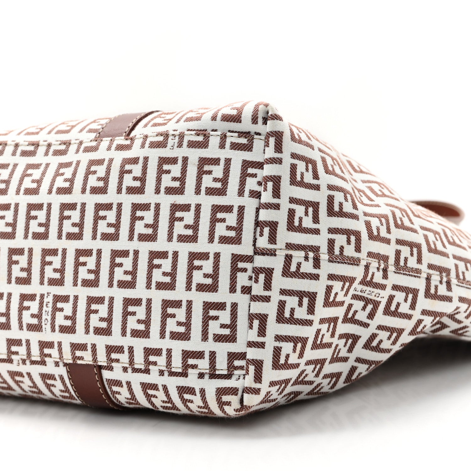 Fendi Zucchino Large Charm Shopping Tote White Brown 10 of 11