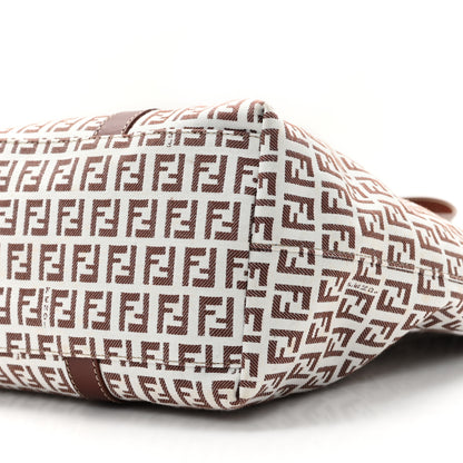 Fendi Zucchino Large Charm Shopping Tote White Brown 10 of 11