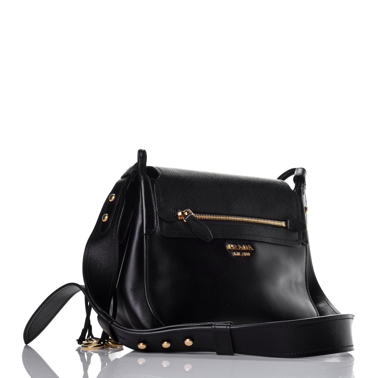 Prada Saffiano Cuir Calf Corsaire Bag Black 3 of 8