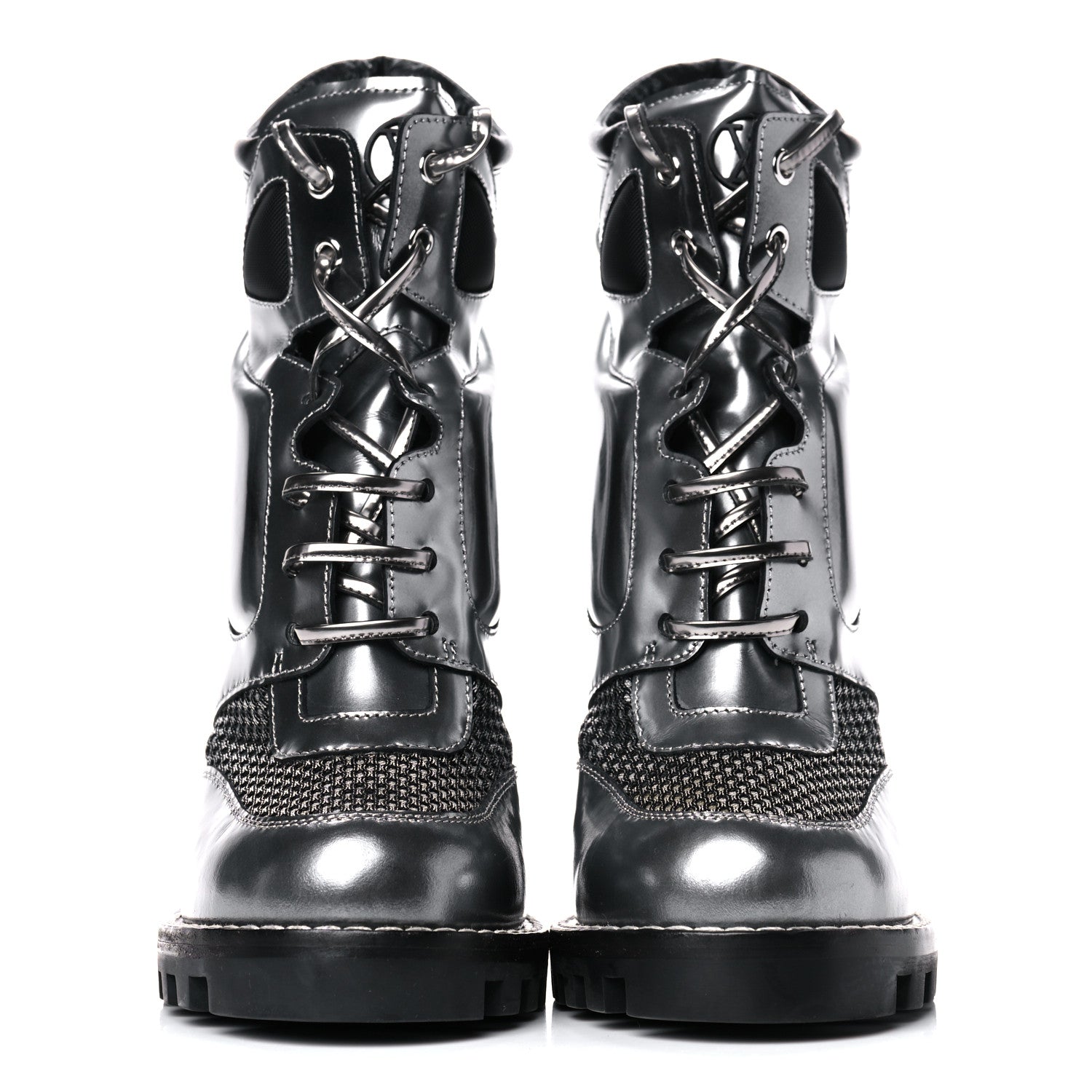 Louis Vuitton Metallic Calfskin Technical Fabric Digital Gate Ankle Boots 38 Silver 2 of 15