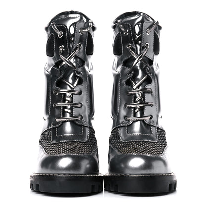 Louis Vuitton Metallic Calfskin Technical Fabric Digital Gate Ankle Boots 38 Silver 2 of 15