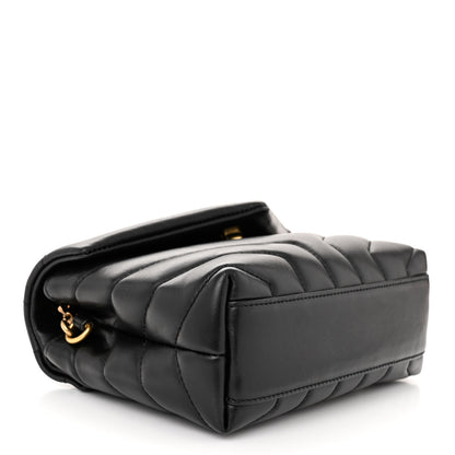 Saint Laurent Calfskin Y Quilted Monogram Toy Loulou Crossbody Bag Black 4 of 10
