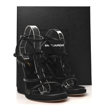 Saint Laurent Calfskin Cassandra Espadrille 105 Wedges 40.5 Black 9 of 9