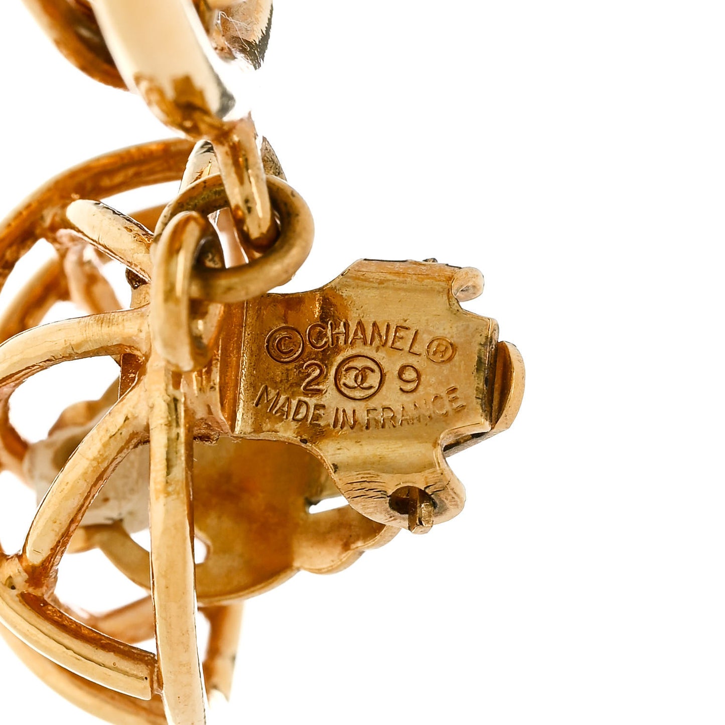 CC Bird Cage Drop Clip On Earrings Gold