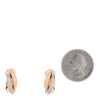 Cartier 18K Pink Yellow White Gold Classic Trinity Hoop Earrings 2 of 5