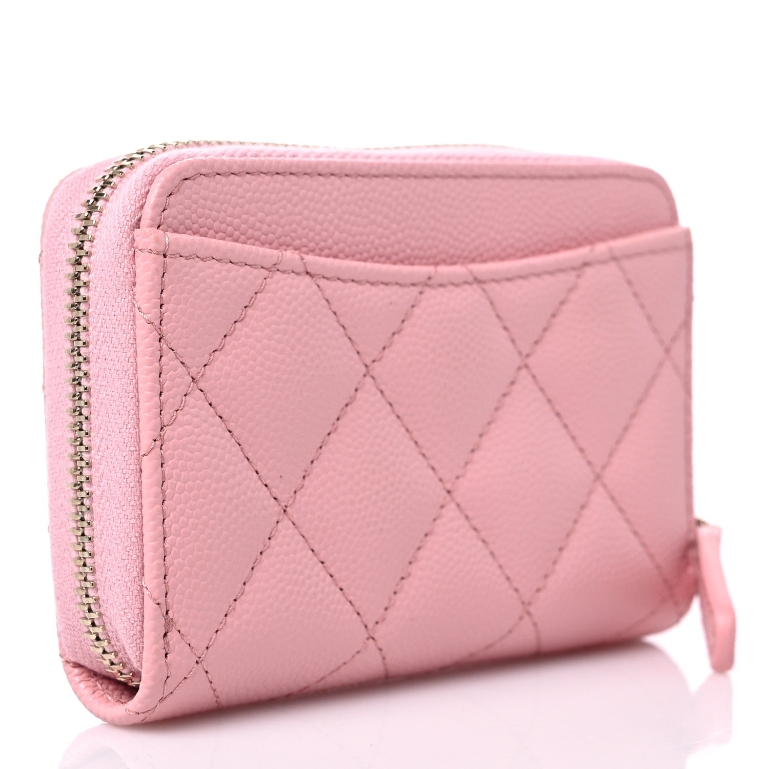 Chanel Caviar Quilted Zip Coin Purse Pink 3 of 8