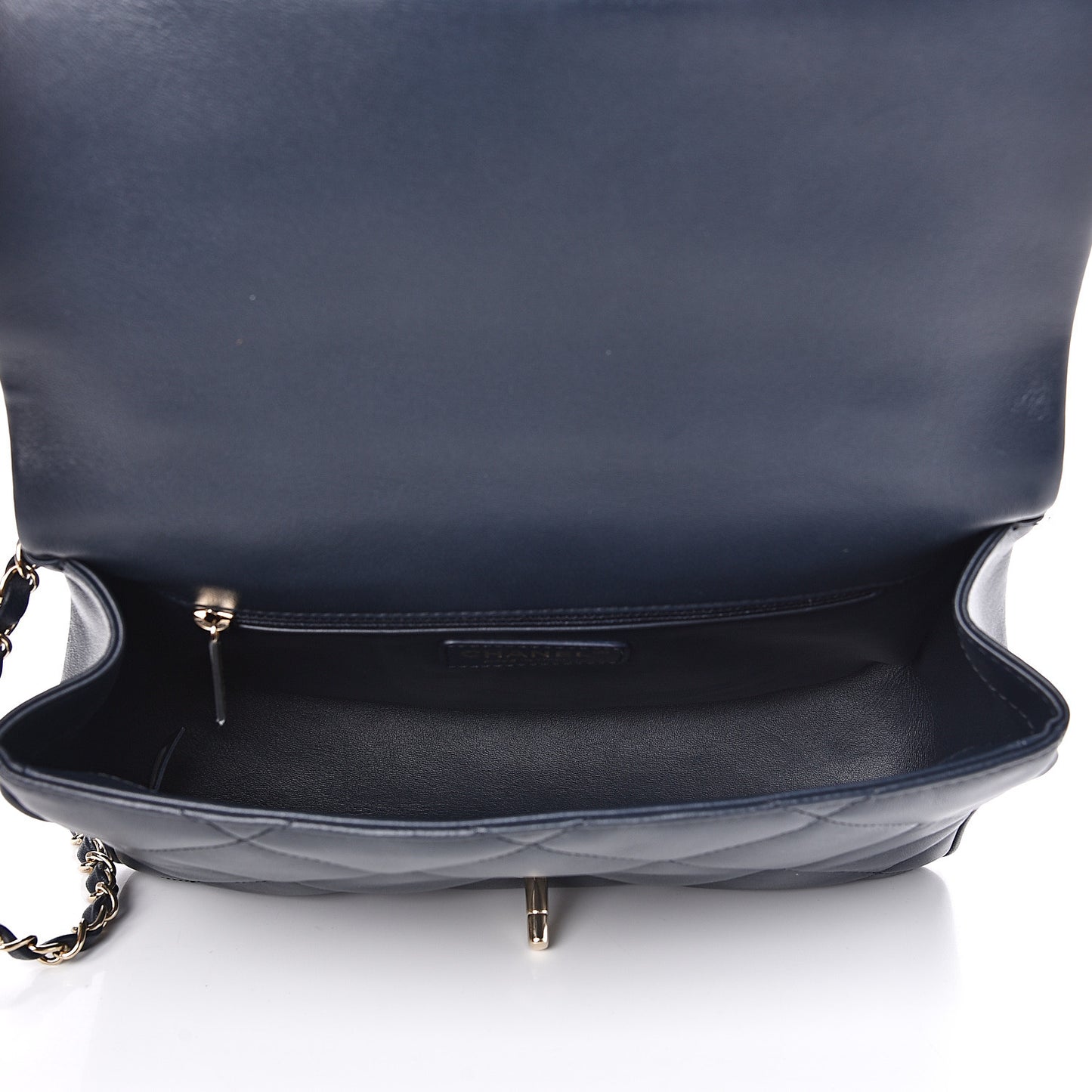 Lambskin Quilted Easy Carry Flap Navy