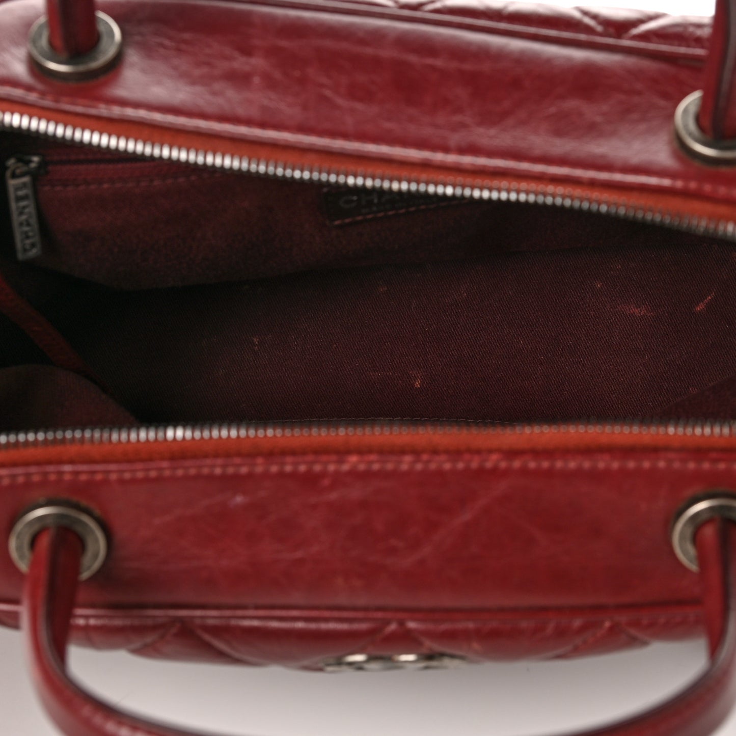Aged Calfskin Small Bowling Bag Burgundy