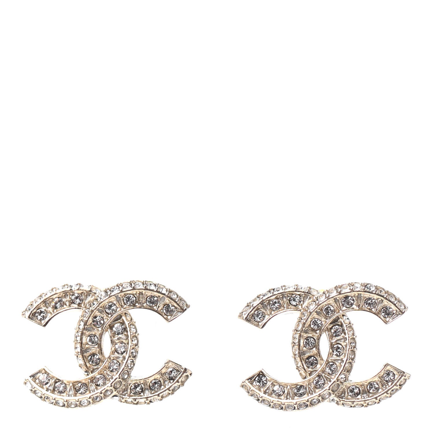 Chanel Crystal Timeless CC Earrings Light Gold 1 of 4