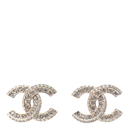 Chanel Crystal Timeless CC Earrings Light Gold 1 of 4