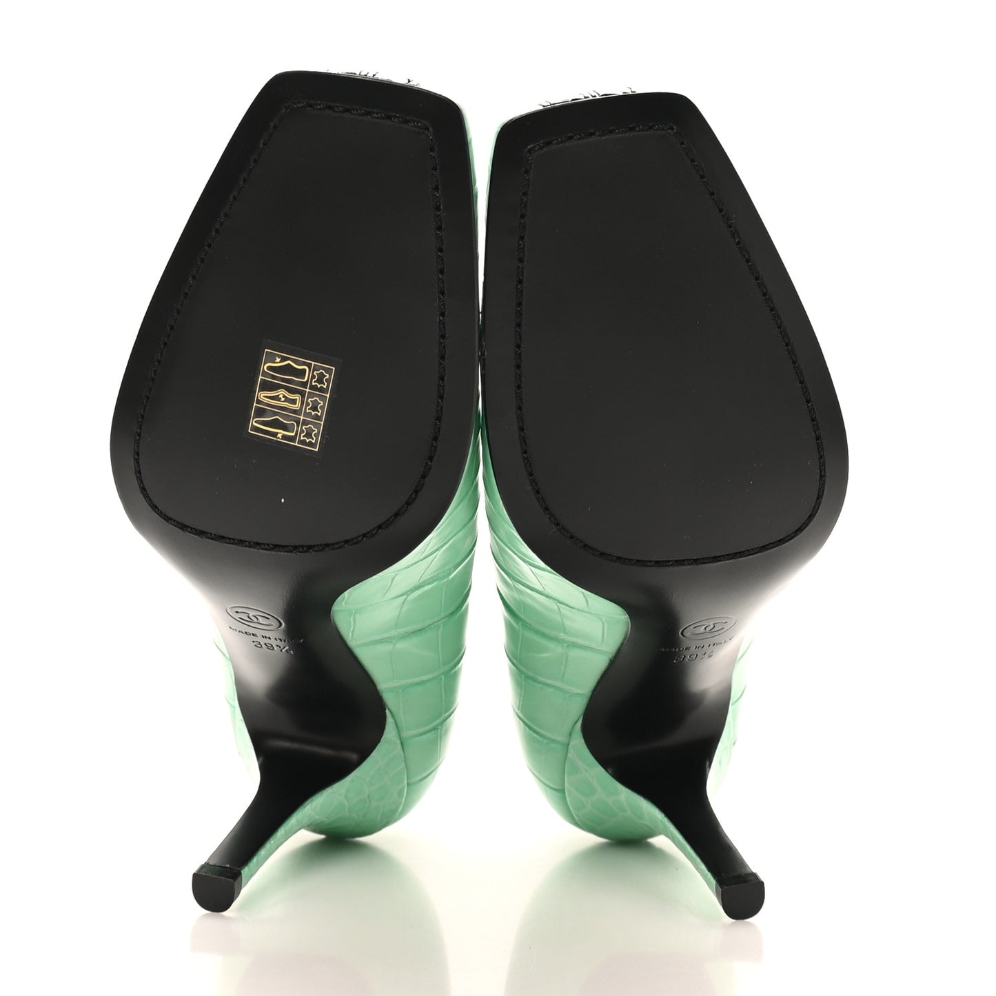 Crocodile Embossed Patent Calfskin Pumps 39.5 Green Black