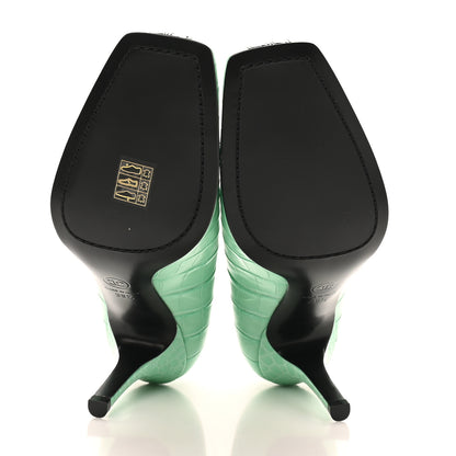 Chanel Crocodile Embossed Patent Calfskin Pumps 39.5 Green Black 6 of 10
