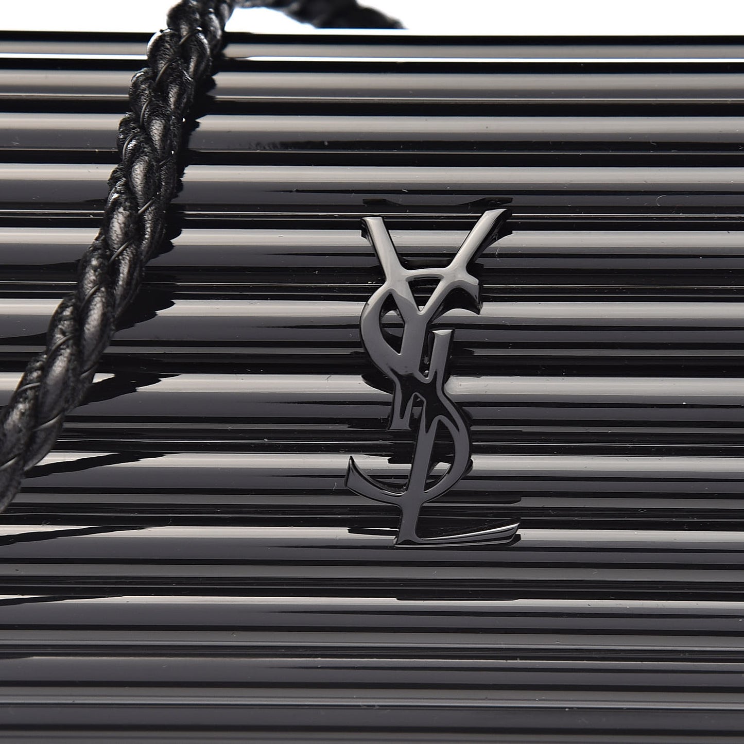 Ribbed Plexiglass Lambskin Fringe Monogram Opium Box Bag Black